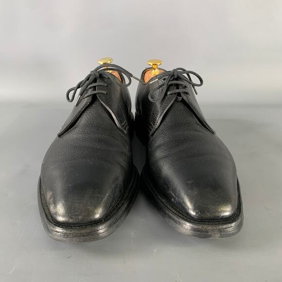 JOHN LOBB Size 9 Black Textured Leather Pointed Toe Lace Up Shoes main image 4